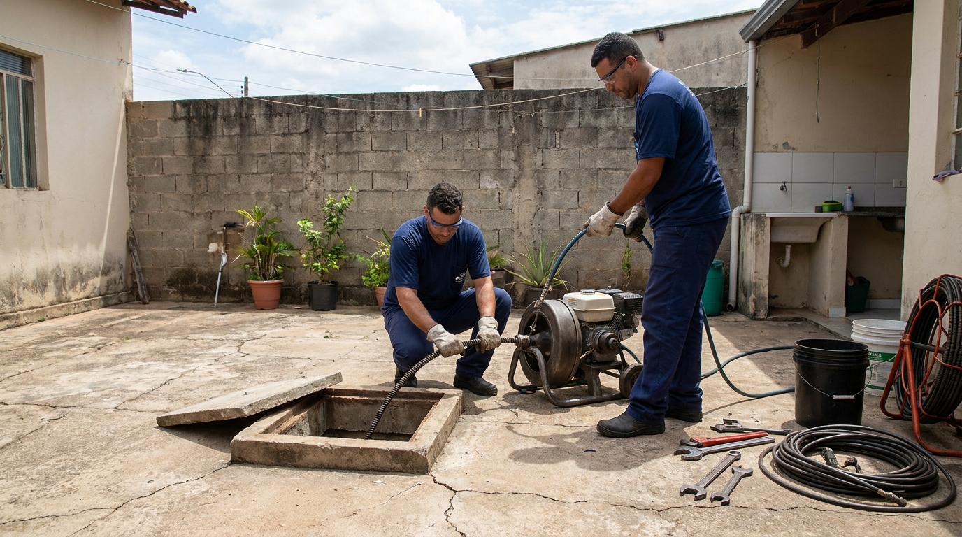 Desentupimento de esgoto residencial em Juiz de Fora-MG