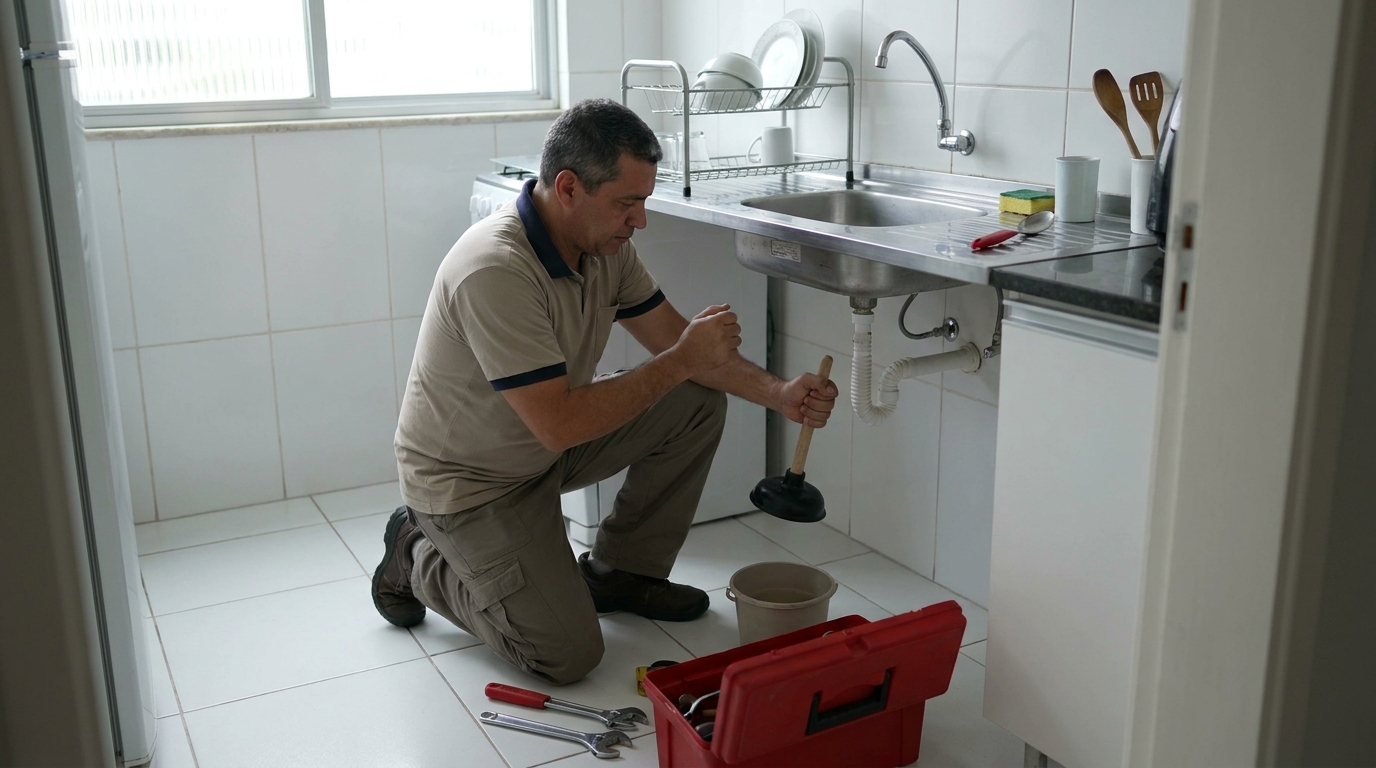 Desentupimento de pia residencial em Juiz de Fora-MG
