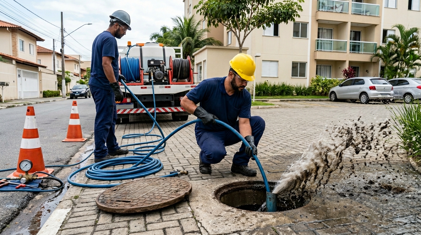 Desobstrução com Alta Pressão no Vale do Ipê, Juiz de Fora‑MG