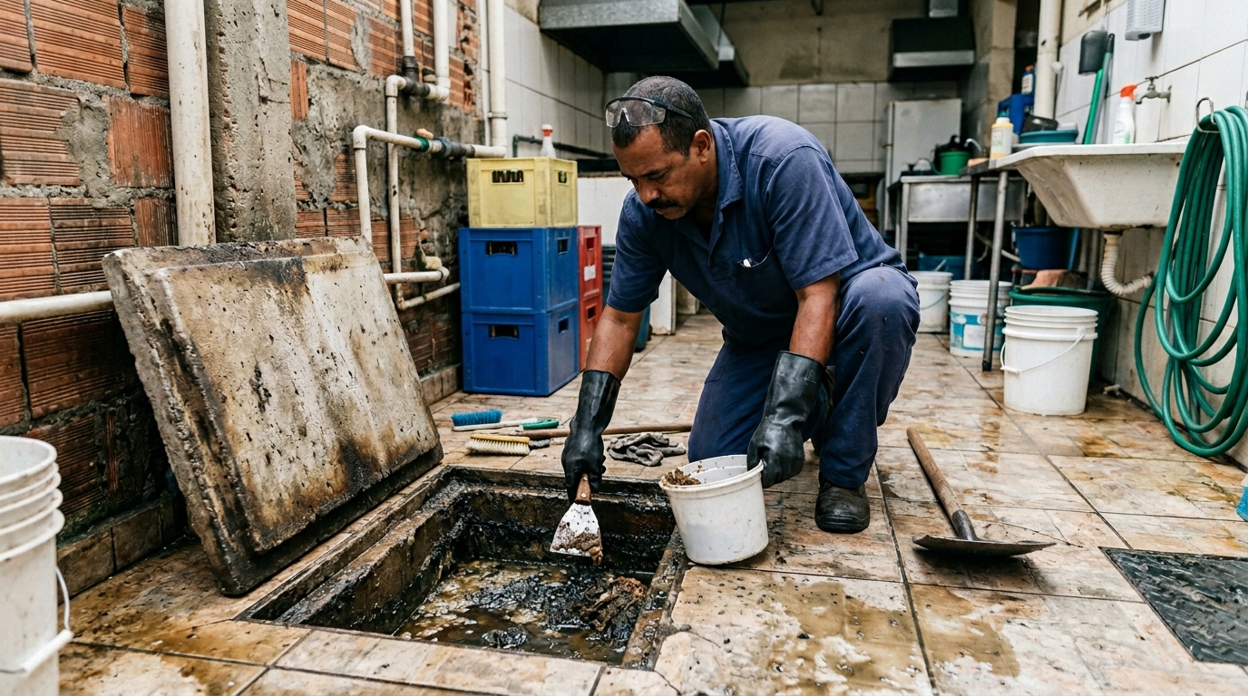 Esvaziamento de Caixa de Gordura na Cidade do Sol, Juiz de Fora‑MG